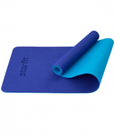 Коврик для йоги и фитнеса FM-201, TPE, 183x61x0,6 см, синий/темно-синий оптом. Производитель, официальный поставщик и дистрибьютор ковриков для фитнеса.