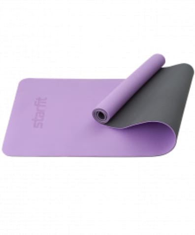 Коврик для йоги и фитнеса FM-201, TPE, 183x61x0,6 см, фиолетовый пастель/серый оптом. Производитель, официальный поставщик и дистрибьютор ковриков для фитнеса.